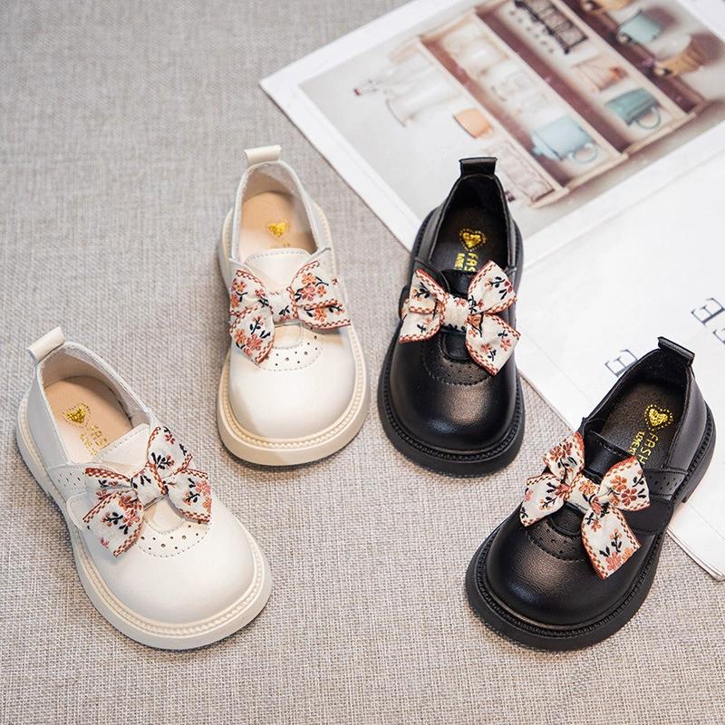 Girls' Small Leather Shoes Spring and Autumn Soft-soled Single Shoes Girls Bow Style Western Style Princess Shoes Children's Shoes