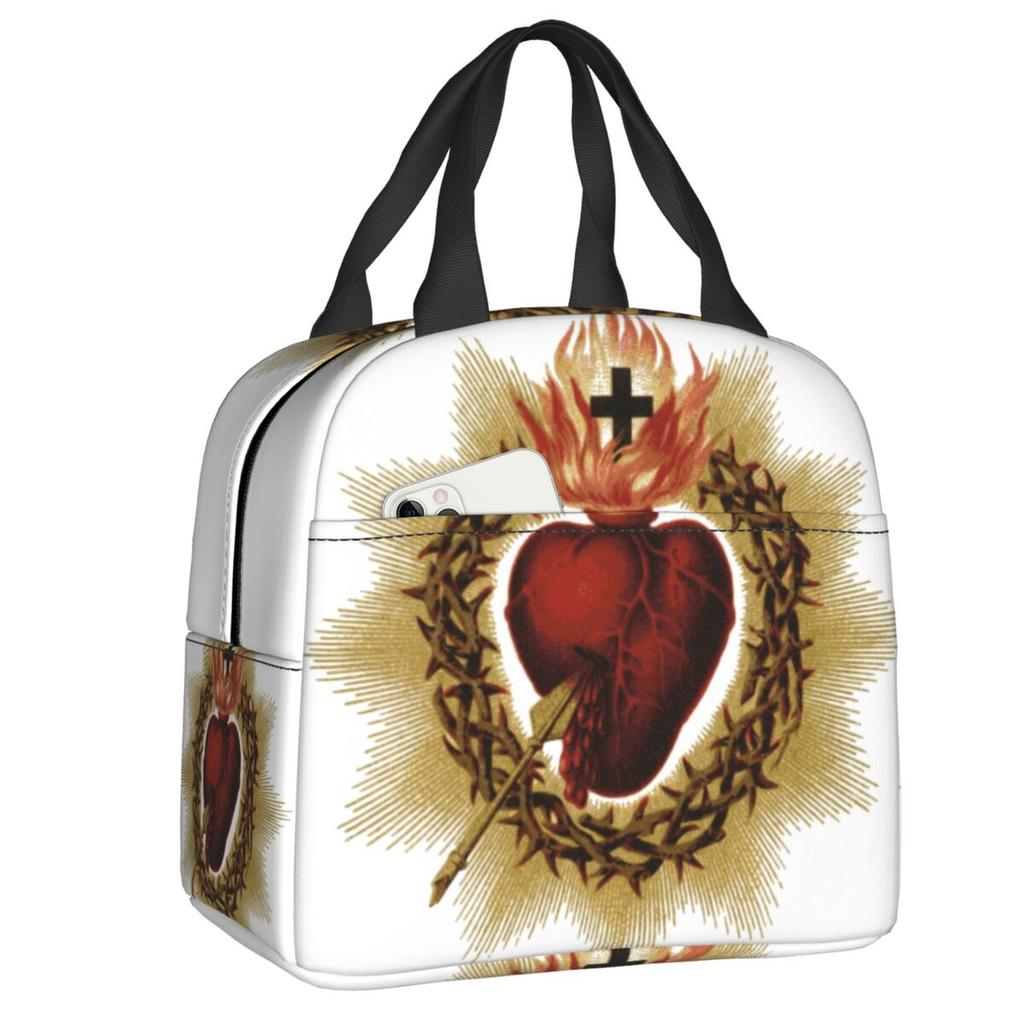 Divine Mercy Lord Jesus I Trust In You Thermal Insulated Lunch Bag Women Jesus Portable Lunch Tote Multifunction Food Box