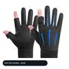 Unisex Winter Cycling Gloves Fleece Lined Touch‑Screen Flip‑Top Half‑Finger 2‑Finger Exposed Anti‑Slip Warm Gloves for Driving Biking Outdoor Sports