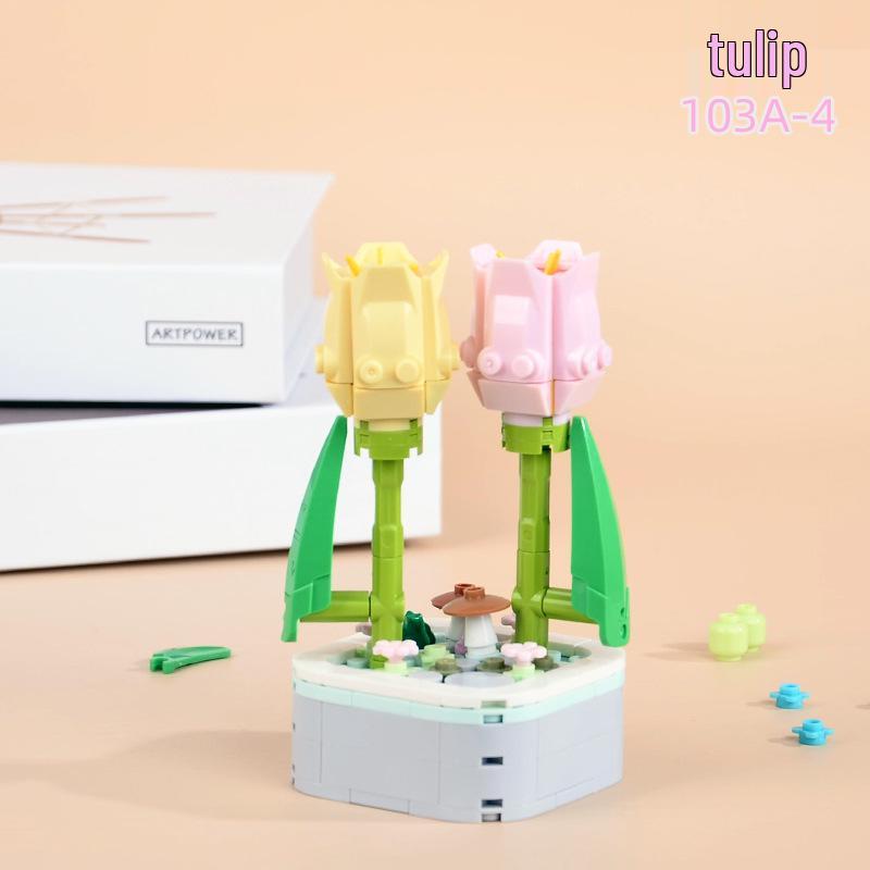 Educational Sunflower & Hibiscus Building Blocks Ornament - Teacher's Day Gift