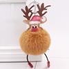 Christmas Deer Keychain Cute Reindeer Pom Pom Keyring Faux Fur Fluffy Plush Ball Charm for Handbag Backpack Purse Accessory