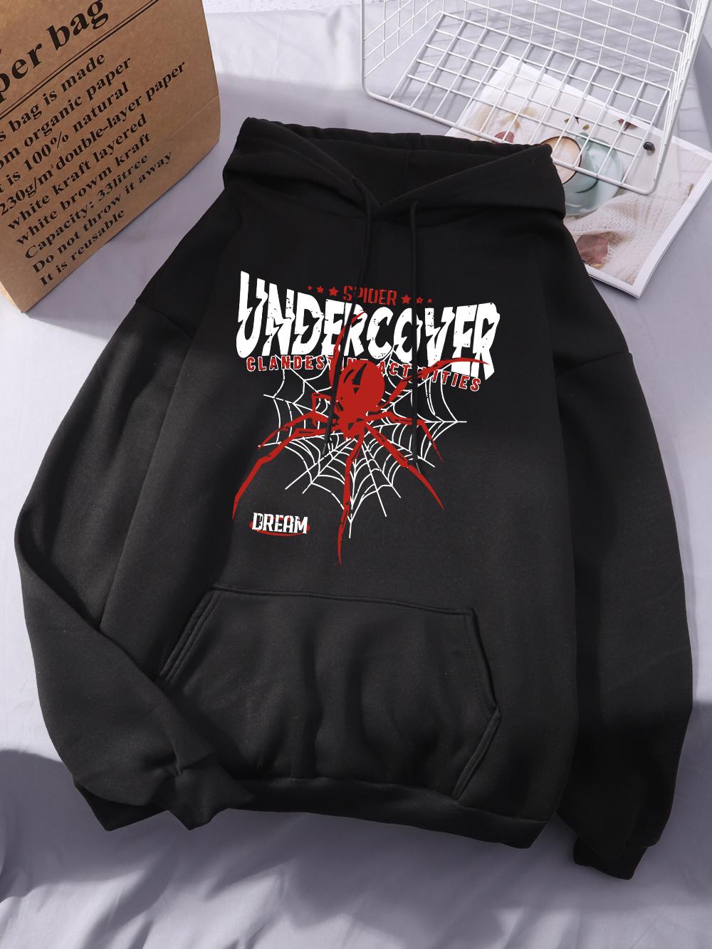 Женская удобная мягкая толстовка с капюшоном и принтом Spider Undercover, свободная, зимняя флисовая теплая женская одежда. 2XL