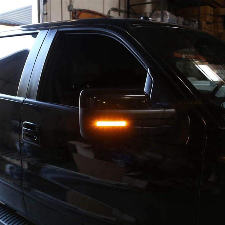 2× LED Side Mirror Light Turn Signal Smoke Lens Reflector For Ford F150 2009-14