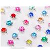 12pcs Children Ring Cartoon Plastic Diamond Crystal Jewelry Birthday Beautiful Colorful Diamante Set With Heart-Shaped Box Girl