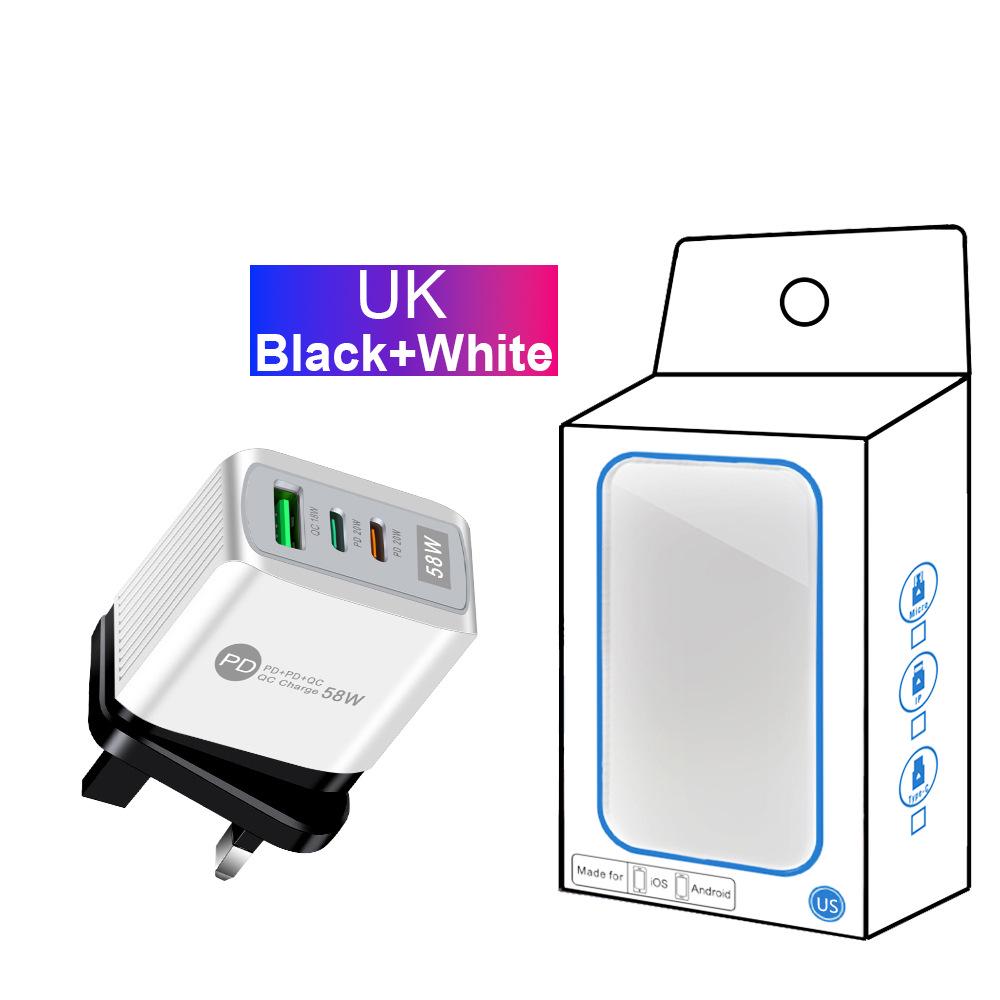 58W Dual Fast Charger with 2PD + QC3.0 for EU, US, UK, AU Plugs