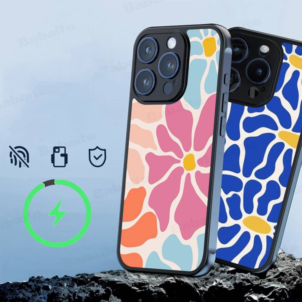 Abstract Flower Market For Magnetic Phone Case For IPhone 17 16 Pro Max 15 Plus 14 13 12 11 Cover