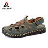 Ručně vyráběné letní sandály pánské prodyšné kožené boty pánské retro outdoorové pánské sandály protiskluzové plážové sandály duté boty obuv