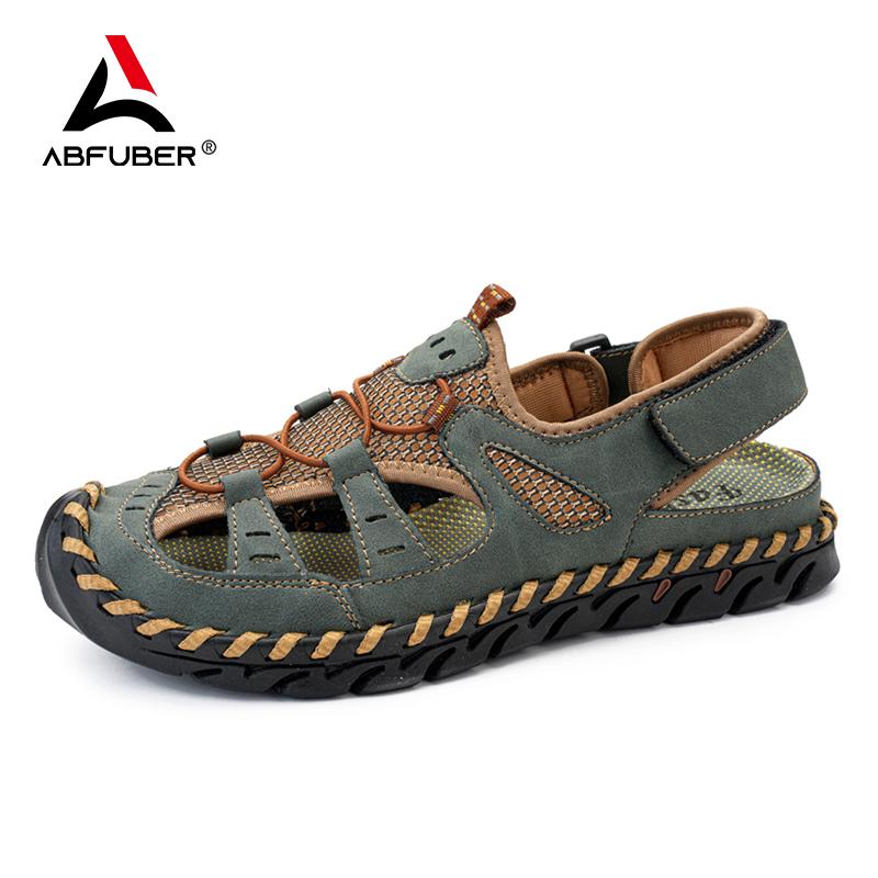 Ručně vyráběné letní sandály pánské prodyšné kožené boty pánské retro outdoorové pánské sandály protiskluzové plážové sandály duté boty obuv