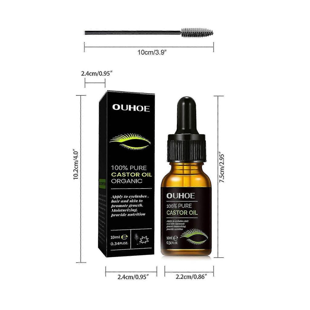 Siero per Ciglia all'Olio di Ricino, Olio Essenziale Naturale di Ricino per la Crescita delle Ciglia, Ispessente, Allungante, Nutriente, Potenziatore, Liquido per la Crescita dei Peli delle Ciglia e delle Sopracciglia, Ricino