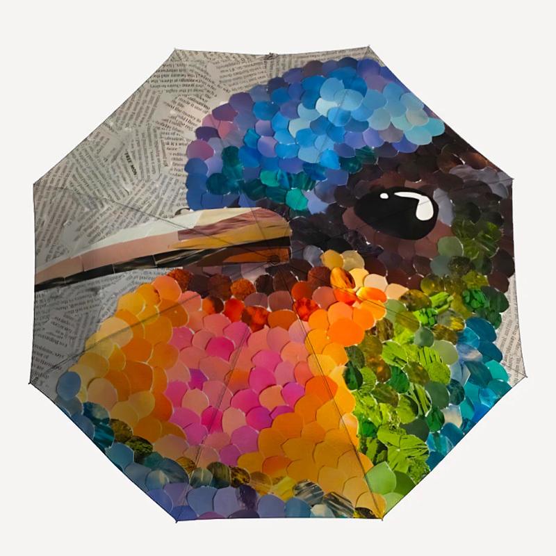 

1PC Sequin Art Colorful Mosaic Automatic Folding Umbrella, Portable & Foldable Design with 8 Ribs, 70