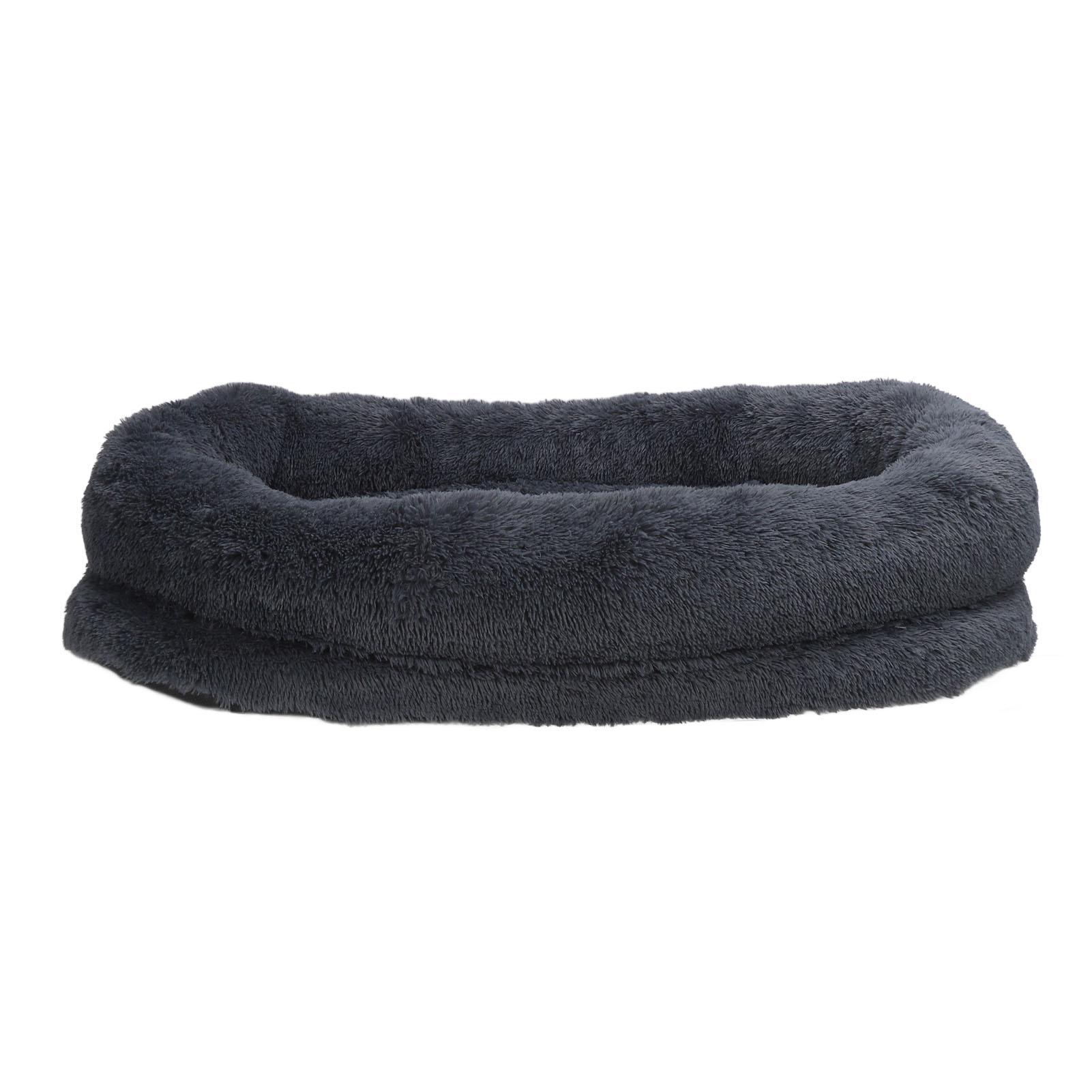 Human Dog Bed Round Shaped Soft Cozy Non Slip  Dog Adults Napping Bed for Winter Use Dark Grey