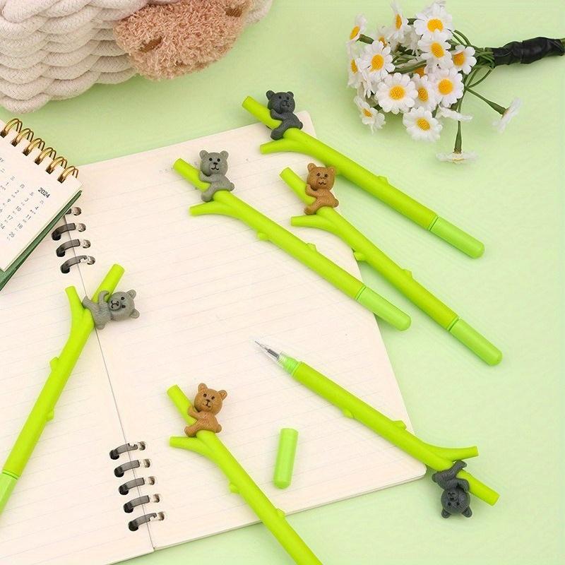 12Pcs Little Bear Climbing Tree Gel Pen 0.5mm Gel Ink Pen Black Pen Student Kawaii Office Supplies Neutral Pen Stationery