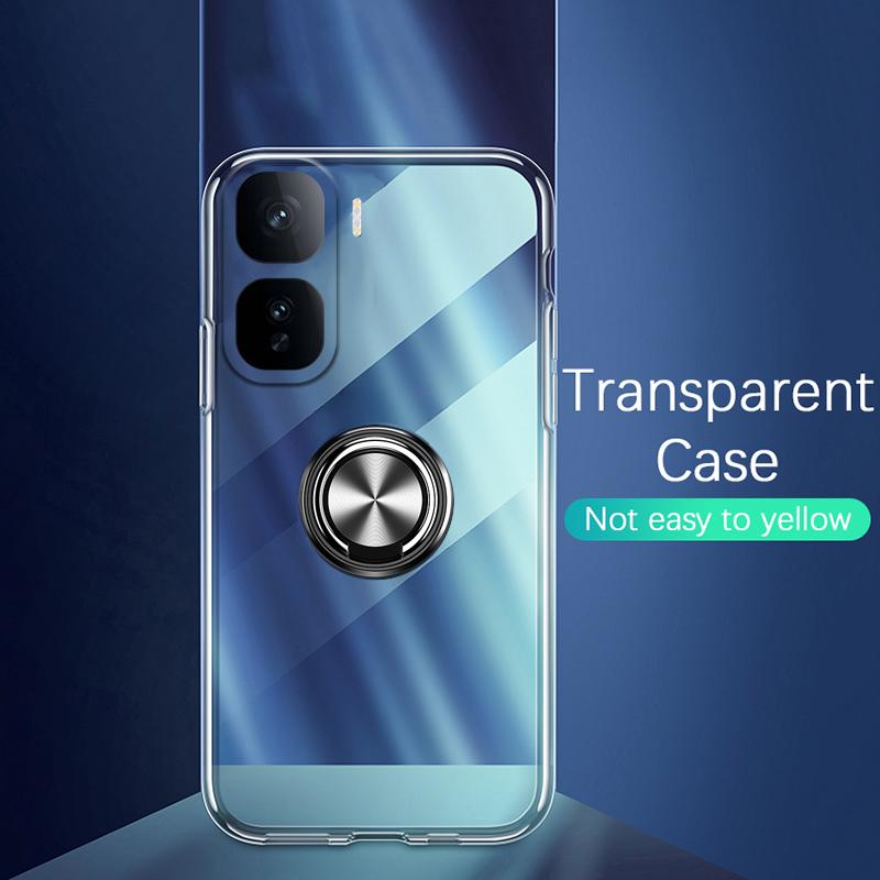For VIVO IQOO NEO 10 Case Ring Holder Phone Case Ultra Thin Transparent Car Navigation Silicone Clear Cases For VIVO IQOO NEO 10 Pro Phone Casing