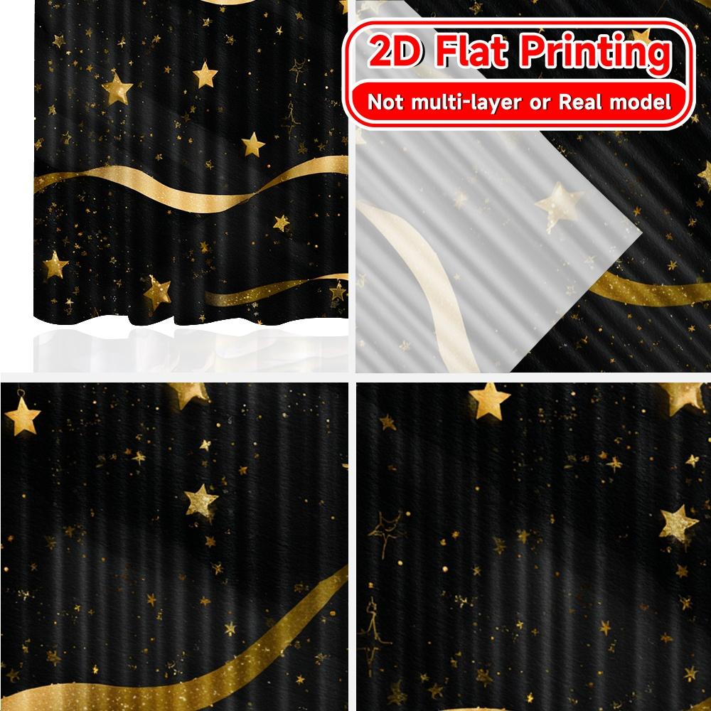 2D Flat Printing  2pcs Golden New Year(1) Print Popular Curtains Prints Light Filtering Curtains Thermal Insulation   and Room