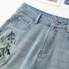 Women's High-Waist A-Line Wide Leg Embroidered Denim Shorts - Summer 2025 Collection