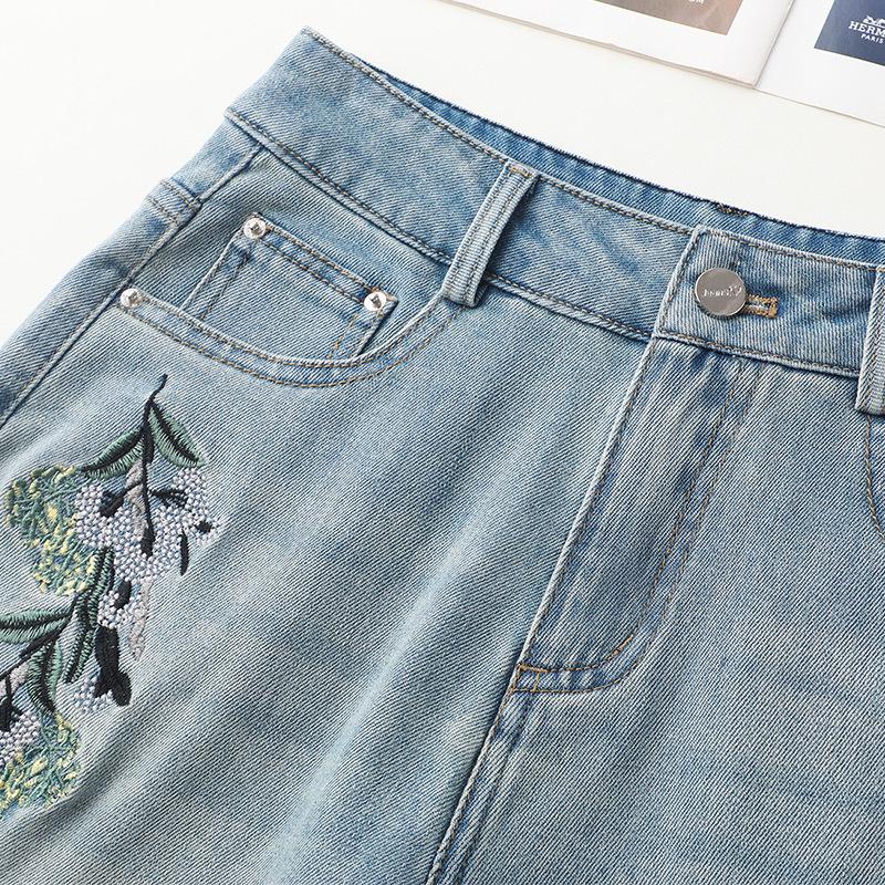 Women's High-Waist A-Line Wide Leg Embroidered Denim Shorts - Summer 2025 Collection