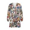 Women Summer Floral Mini Dress High Waist Lace Up A-Line Chiffon Sleeve Black White Navy S-XXL Spring Casual Dress