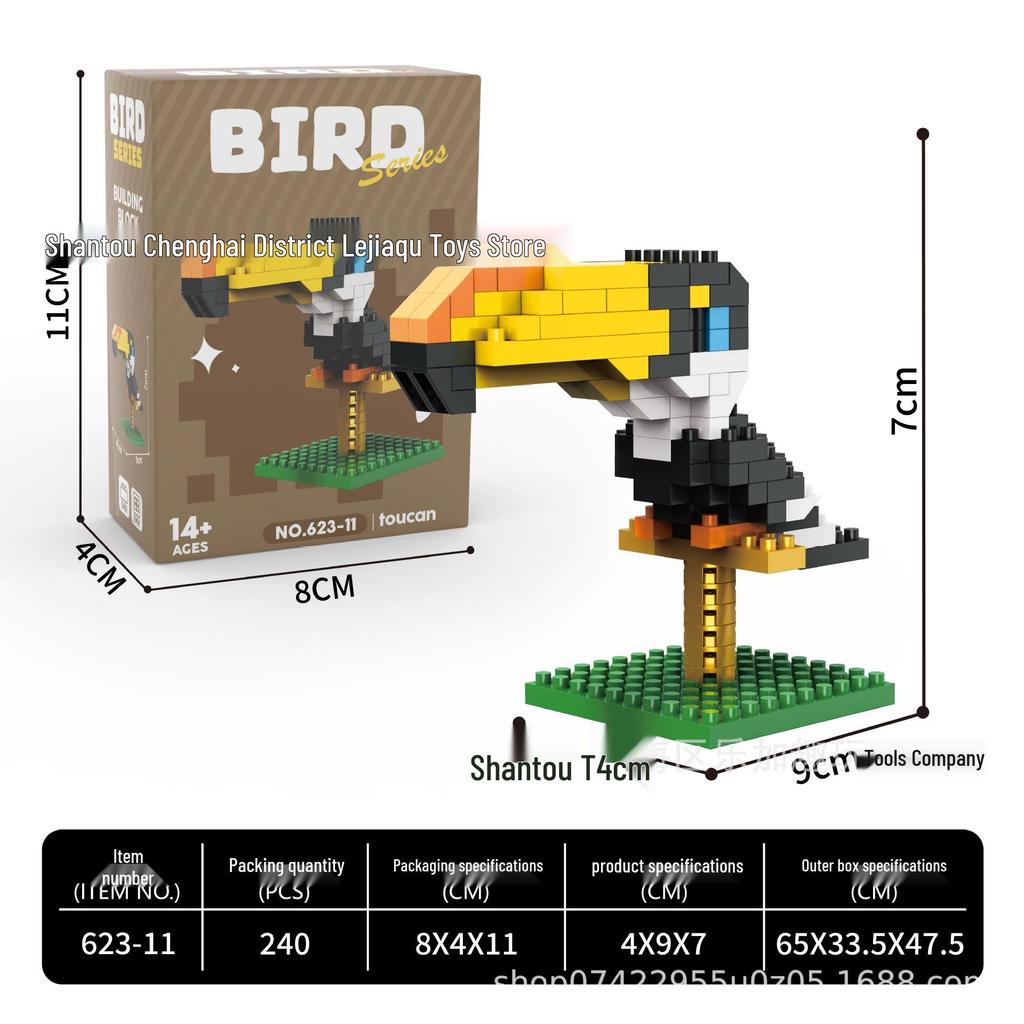 Educational Flying Birds Micro-Block Set: Owl, Ostrich, Swan Toy Gift