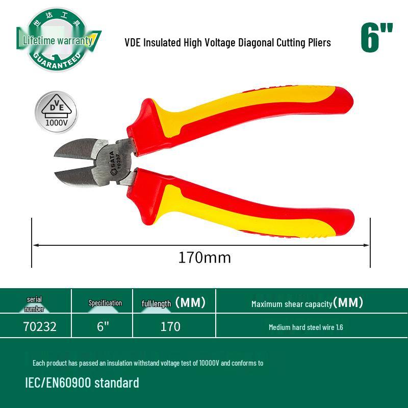 SATA 70232/70233 VDE Высоковольтные Изолированные Бокорезы и Кусачки для Литьевых Ушек