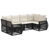 Garden Sofa Set 6 Pieces 6 Seater Black and Cream White