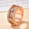 Finger Band Adjustable Anti-Anxiety Fidget Ring Stainless Steel Cubic Zirconia Inlaid Rotating Design Meditation Ring