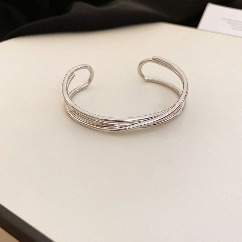 

Cross-Border Cold Wind Cross Wave Bracelet Fashion New Arrival Accessible Luxury Fashion Bracelet Minimalist Fancy Bracelet 4#Bracelet-Silver