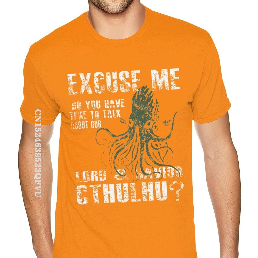 Camiseta de Cthulhu Disculpe ¿Tiene un momento para hablar sobre nuestro Señor Cthulhu Camiseta Hombre Hombre Divertida Estilo Gótico Anime Camiseta