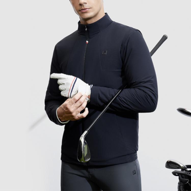 FILA Golf Series Solid Color Stand Collar Elite Cotton Jacket Men Jacket Legendary-Blue A11M415904F-NV