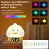 RUISHINE Alarm Clock Lights for Kids-Duck Night Lights,Temperature Display,RGB Color Changing, Wake Up Timer, Rechargelable Touch Lamp for