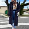 Women's Fashion Jacket Casual Solid-color Long-sleeved Cardigan Hoodie Long Coat
