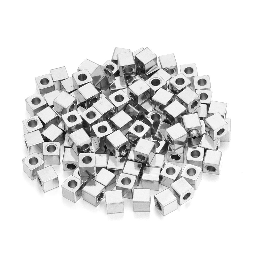 50pcs Stainless Steel Square Cube Beads for Jewelry Making Loose Spacer Beads DIY Charm Bracelet Necklace Wholesale