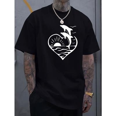 Trendy Casual Fashion Short Sleeve T-Shirt Printed Crew Neck Streetwear Top Loose Fit Relaxed Tee