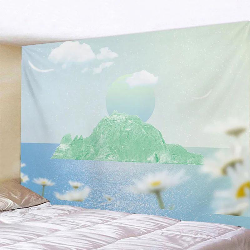 

Красочные Небеса Творческий Абстрактная Мода Фон Украшения Гобелен Девушка Исцеление Цветущая Вишня Настенный Висячий 100x75cm