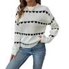 2026 Autumn/Winter Sweet Date Heart Pattern Knit Sweater for Women - Long Sleeve