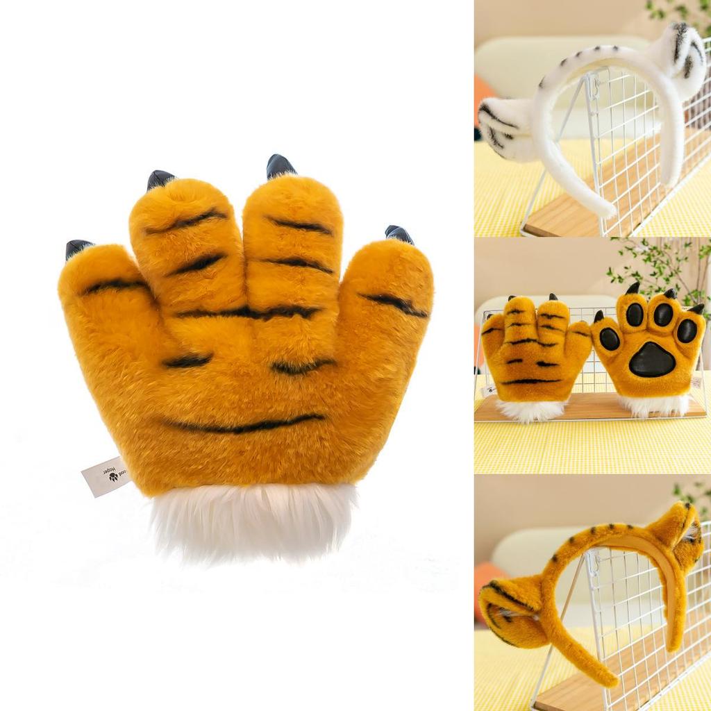 Realistic Plush Tiger Tail And Paw Headband Ideal For Fun Animal Costumes And Gifts
