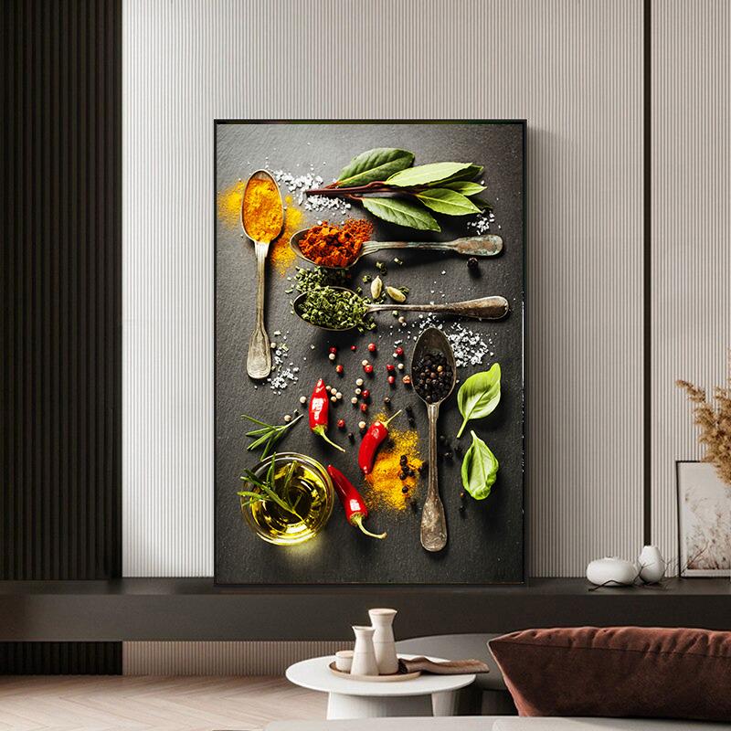 Kitchen Wall Art Herbs Spices Cooking Canvas Painting Nordic Home Decor Restaurant Posters And Prints Dining Room Mural Unframed