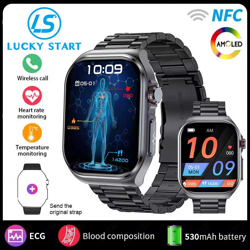 Micro-physical Examination AMOLED Smart Watch Men ECG Blood Compositoin Health Monitoring Bluetooth Call Women Sports Smartwatch