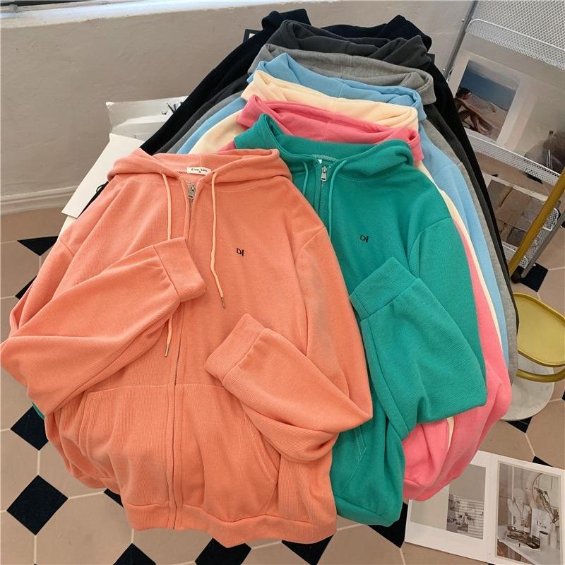 Autumn Winter New Casual Oversized Women's Cardigan Hooded Sweatshirt Zipper Y2k Hoodie Harajuku Solid Youth Women Hoodies Coats