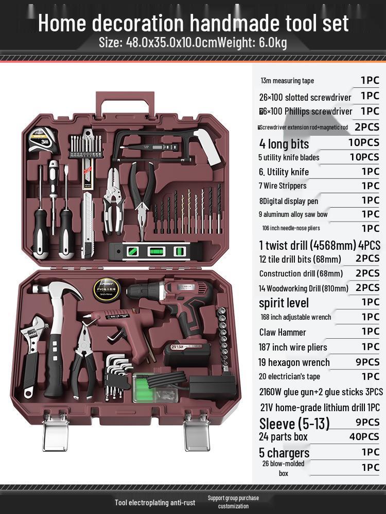 Multifunctional Electrician Toolbox: Complete Hardware & Electric Drill Set