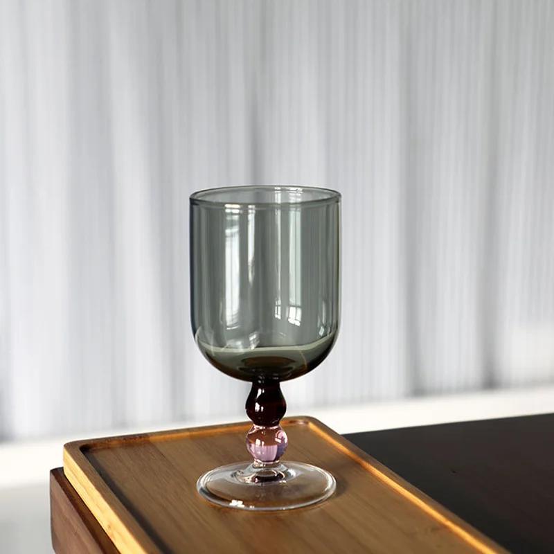 Retro Medieval Cup with Colorful Beads High Borosilicate Glass Champagne Cup Cold Drink Fruit Wine Glasses Cup Small Wine Cups