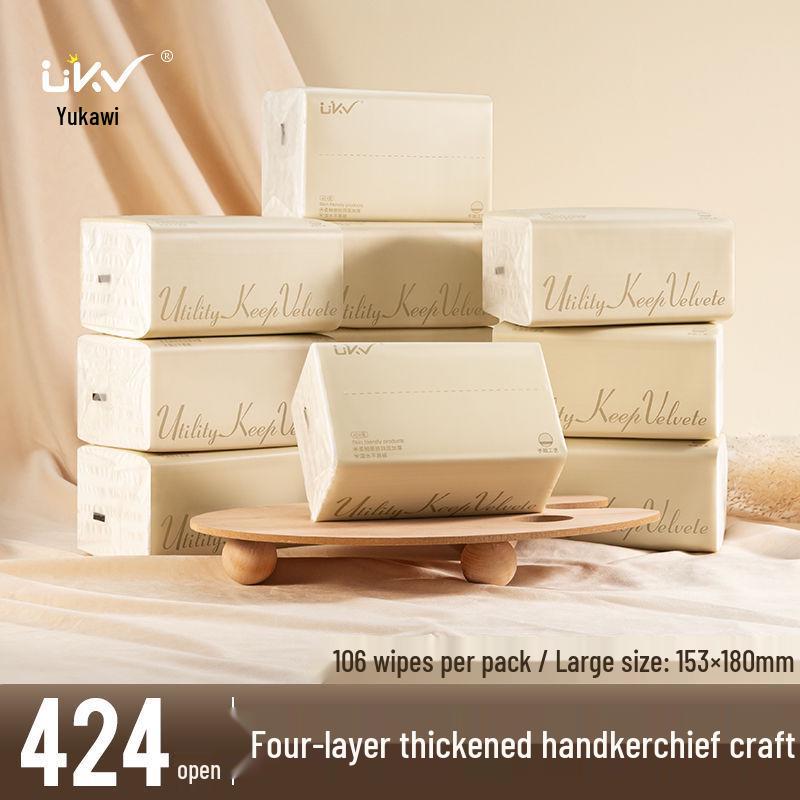 Large 4-Ply Facial Tissues - 424 Sheets, Thick & Soft for Household Use