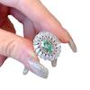 Lulu Tong 2 Carat Oval Green Diamond s925 Silver Ring, Natural Diamond, Elegant European & American Style.