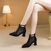 2025 Brand Ladies Shoes Ankle Women's Boots Belt Buckle Office and Career Sexy Pointed Toe Mesh Modern Boots Women