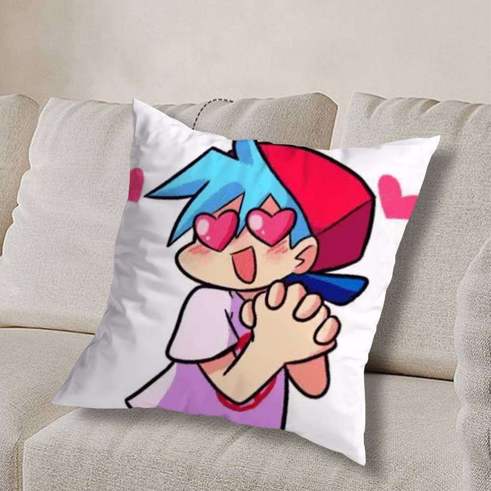 F-Friday Night Funkin cool Pillow Case Square Double-Sided Printing Short Plush Sofa Cushion Cover Bedroom Bedside Pillow