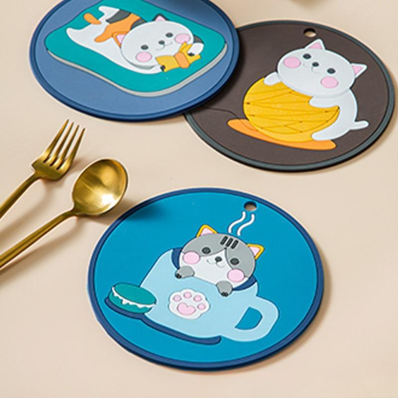 Heat Insulation Pad, Table Mat, PVC Cup Mat, Silicone Heat-resistant Pot Mat, Cartoon Cute Soft Rubber Children's Mat, Can Be Hung