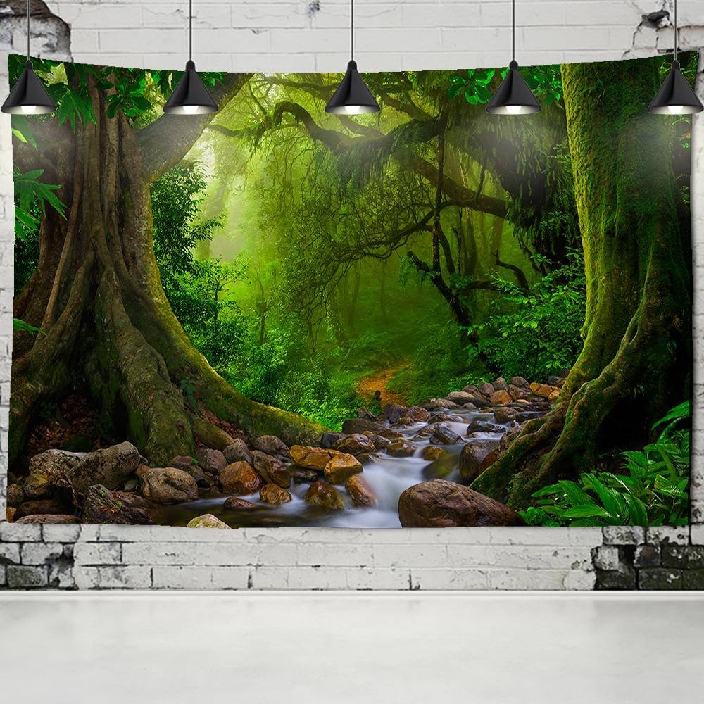 Natural Forest Tapestry Landscape Print Big Wall Hanging Tapestry Cheap Hippie Wall Hanging Bohemian Mural Tapestry