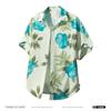 Men's Oversized Floral Print Short Sleeve Shirt - Light Green Hawaiian Casual Button Down Top