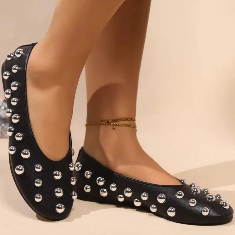 Fashion Ladies Shoes on Sale 2025 High Quality Women's Flats Fashion Rivet Daily Flats  Women New Best Seller Plus Size Flat Low Heels
