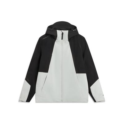 Li Ning Outdoor CF Shell Drei-in-Eins Fleece Warm Wasserabweisend Locker Sport Windbreaker Jacke Herrenjacken Kristallgrau Schwarz AWBV089-1