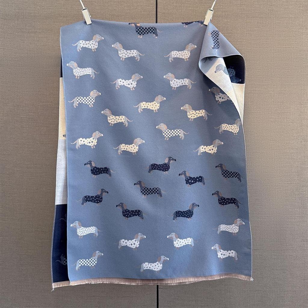 Women’s Thickened Cartoon Animal Scarf & Shawl — Warm Imitation Cashmere for Autumn & Winter